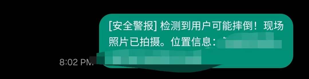 Figure 5: Automated emergency SMS alert sent to family contacts